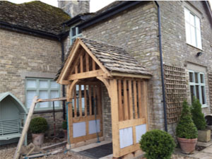 New oak porch with new tiled porch roof