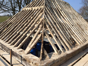 Old worn roof rafters